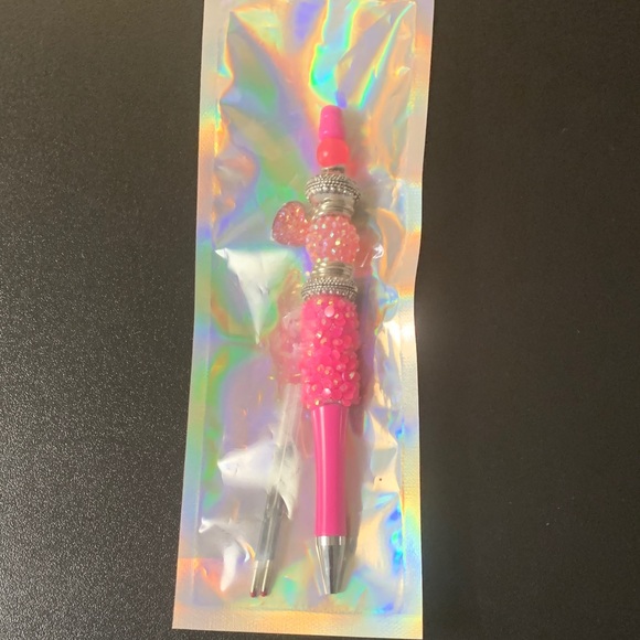 Pink Bejeweled Pen with Silver Accents W/ 2 Refillable (NWT) - Picture 2 of 2